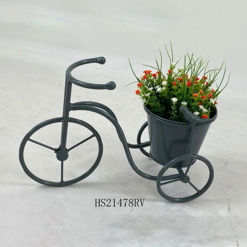 Метален държач за растения за велосипеди с декорация на птици