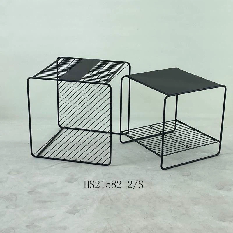 Квадратна модерна черна метална масичка за кафе